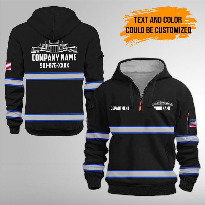 Personalized Name Semi Truck 3D Printed Quarter Zip Hoodie FY384