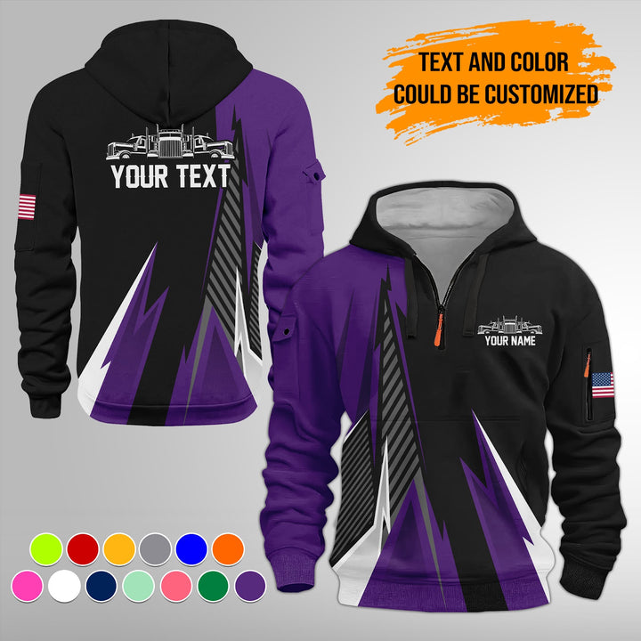 Personalized Name Semi Truck 3D Printed Quarter Zip Hoodie FY385