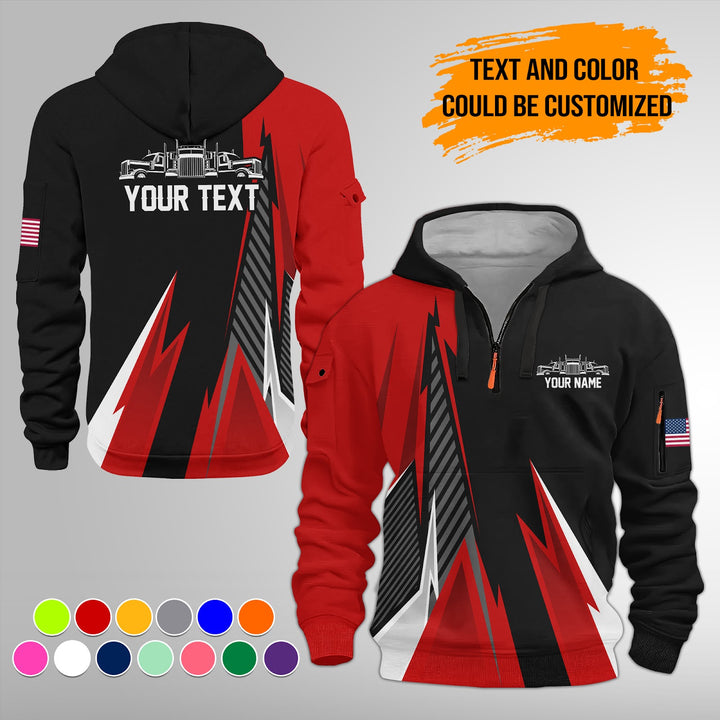 Personalized Name Semi Truck 3D Printed Quarter Zip Hoodie FY385