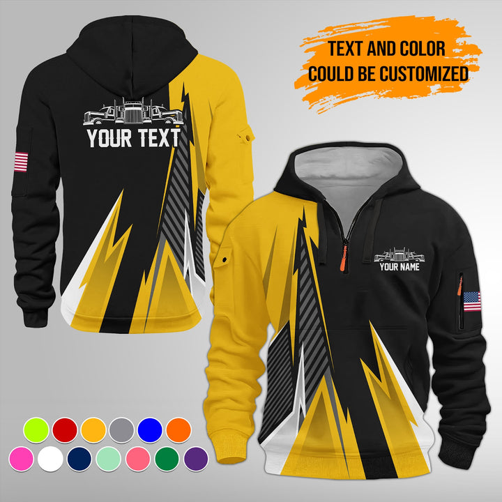 Personalized Name Semi Truck 3D Printed Quarter Zip Hoodie FY385