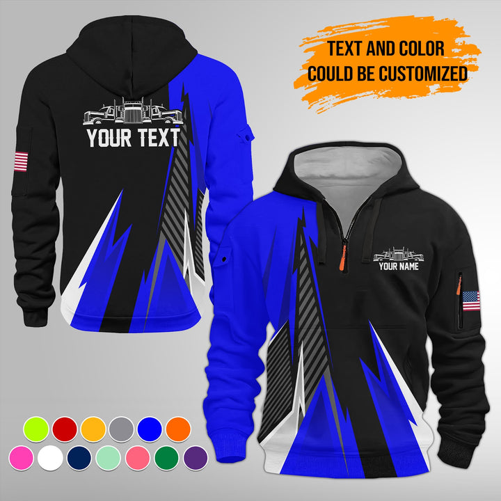 Personalized Name Semi Truck 3D Printed Quarter Zip Hoodie FY385