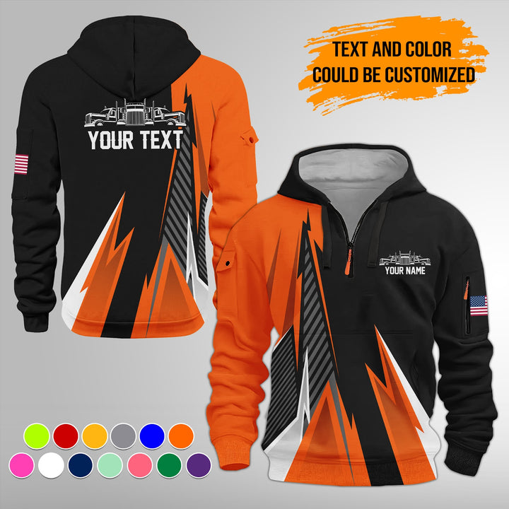Personalized Name Semi Truck 3D Printed Quarter Zip Hoodie FY385