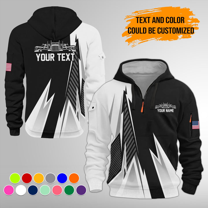 Personalized Name Semi Truck 3D Printed Quarter Zip Hoodie FY385