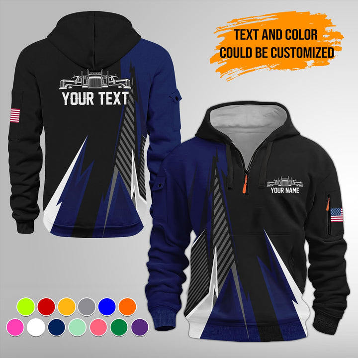 Personalized Name Semi Truck 3D Printed Quarter Zip Hoodie FY385