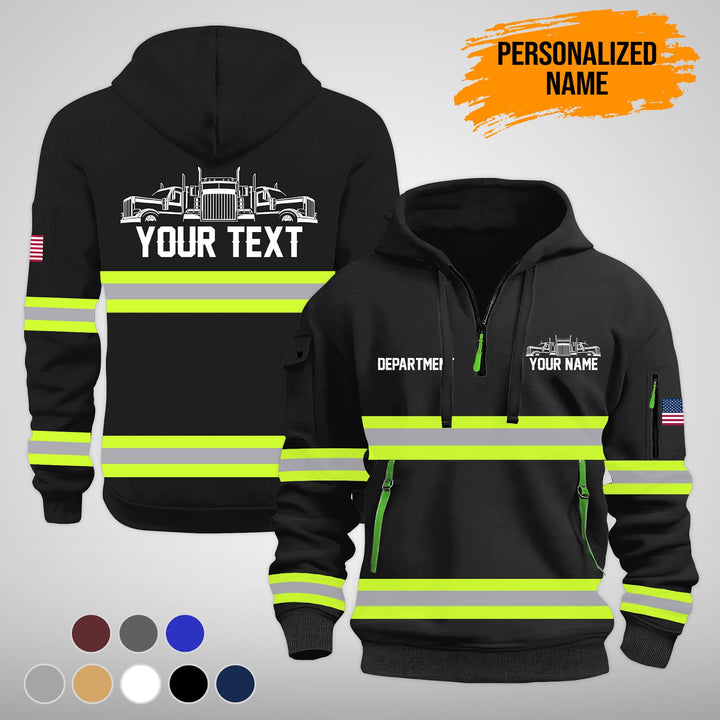 Personalized Name Semi Truck 3D Printed Quarter Zip Hoodie FY388