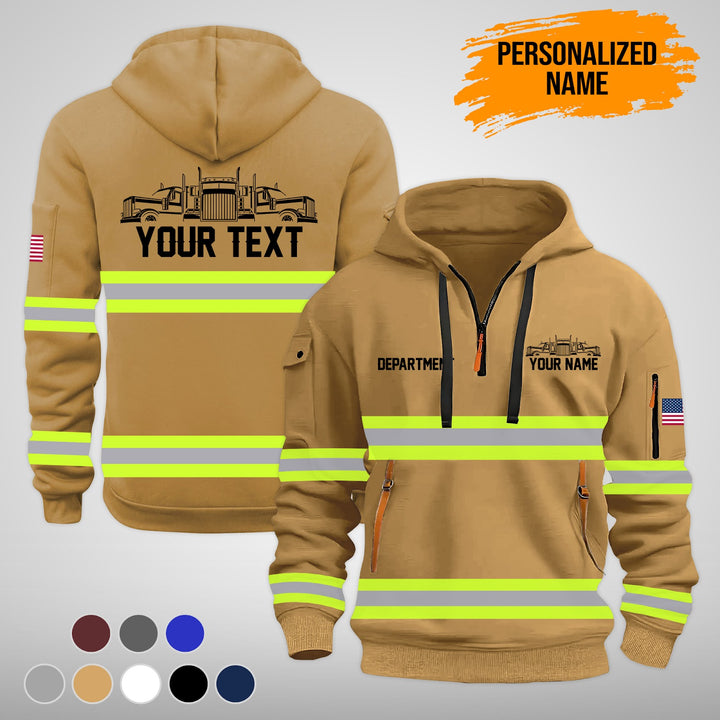 Personalized Name Semi Truck 3D Printed Quarter Zip Hoodie FY388
