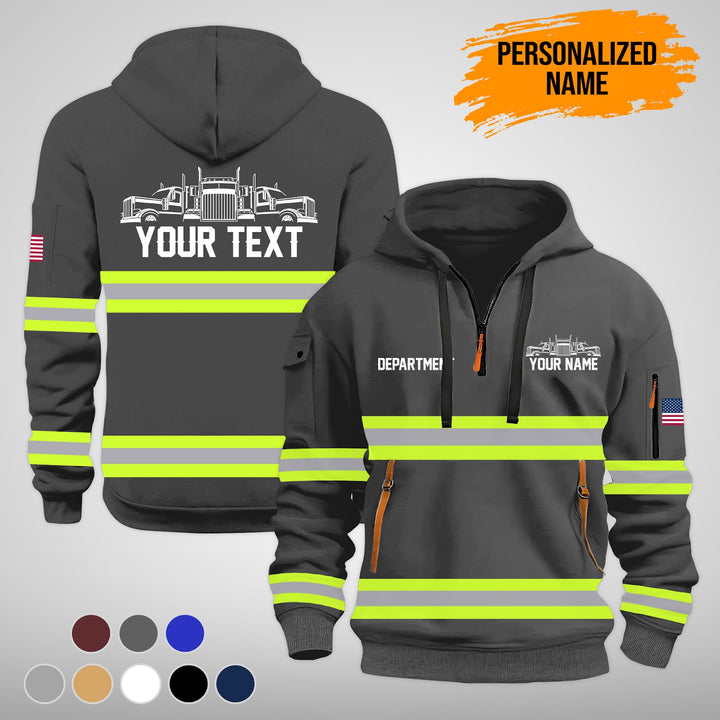 Personalized Name Semi Truck 3D Printed Quarter Zip Hoodie FY388