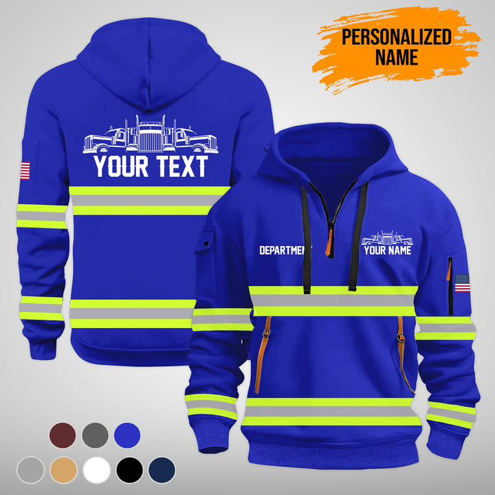 Personalized Name Semi Truck 3D Printed Quarter Zip Hoodie FY388