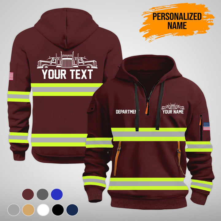 Personalized Name Semi Truck 3D Printed Quarter Zip Hoodie FY388