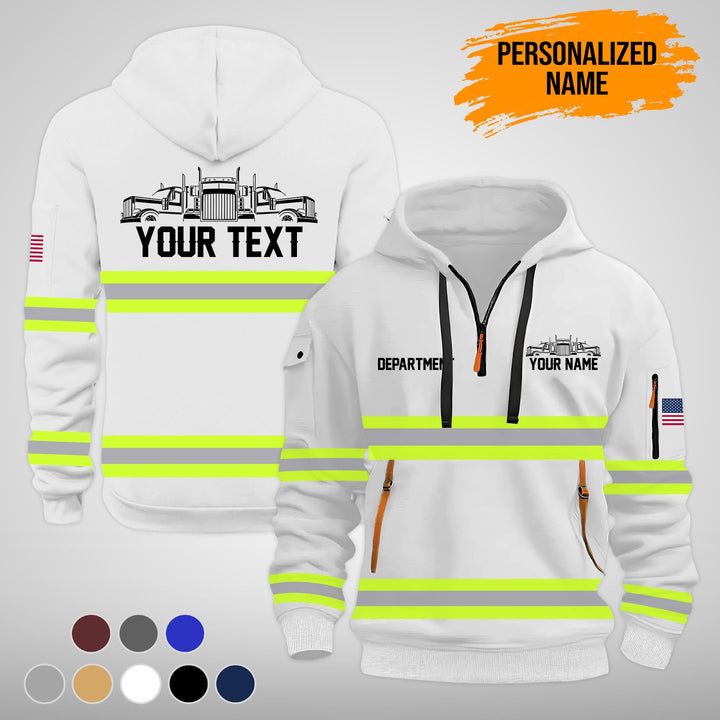 Personalized Name Semi Truck 3D Printed Quarter Zip Hoodie FY388