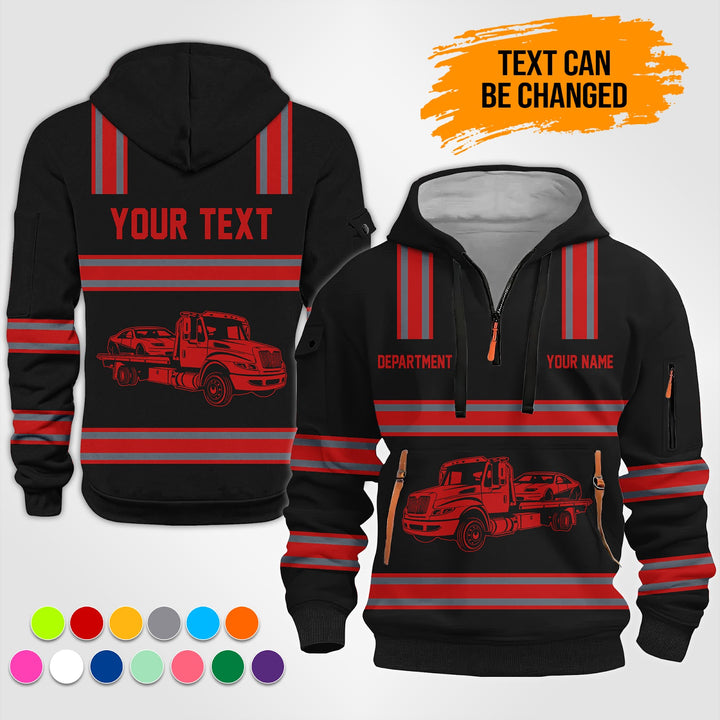 Personalized Name Tow Truck 3D Printed Quarter Zip Hoodie TZ926