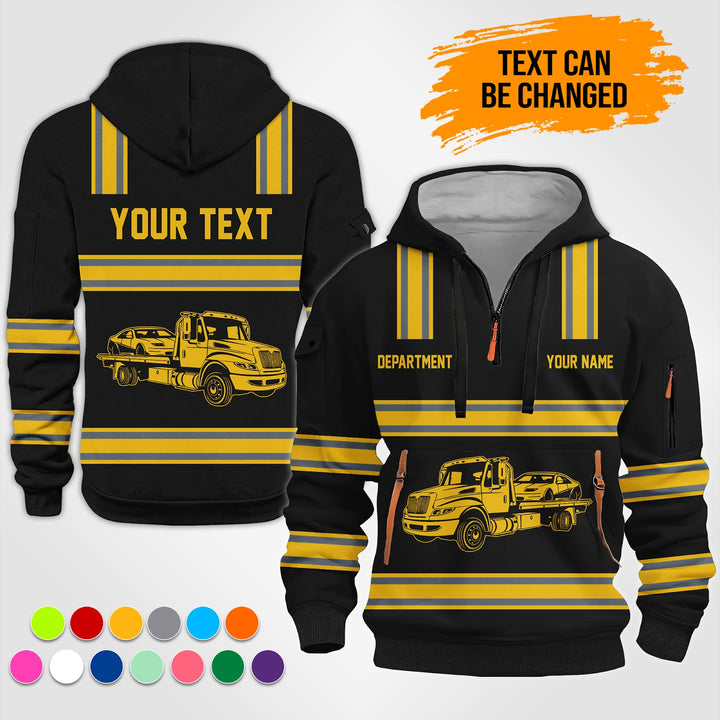 Personalized Name Tow Truck 3D Printed Quarter Zip Hoodie TZ926