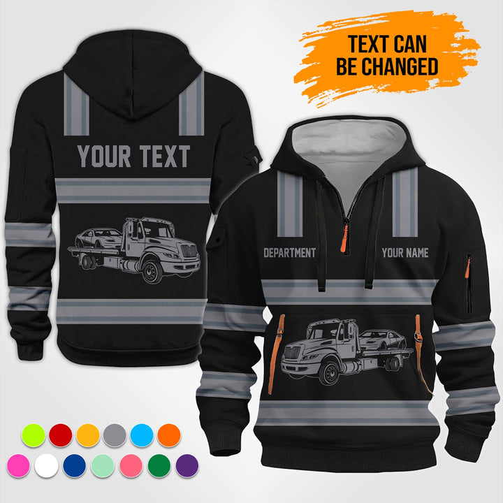 Personalized Name Tow Truck 3D Printed Quarter Zip Hoodie TZ926