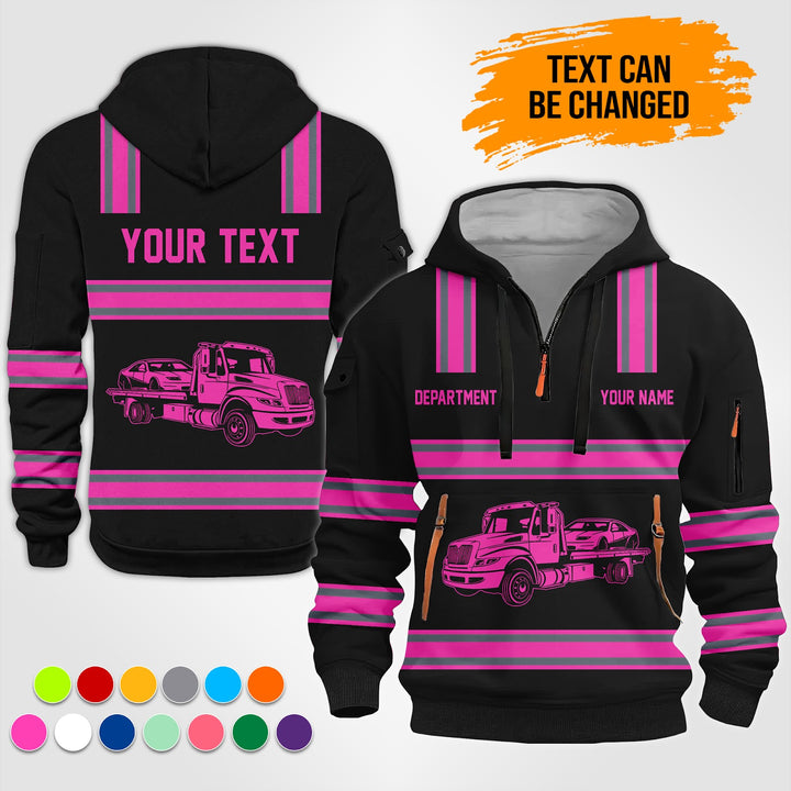 Personalized Name Tow Truck 3D Printed Quarter Zip Hoodie TZ926