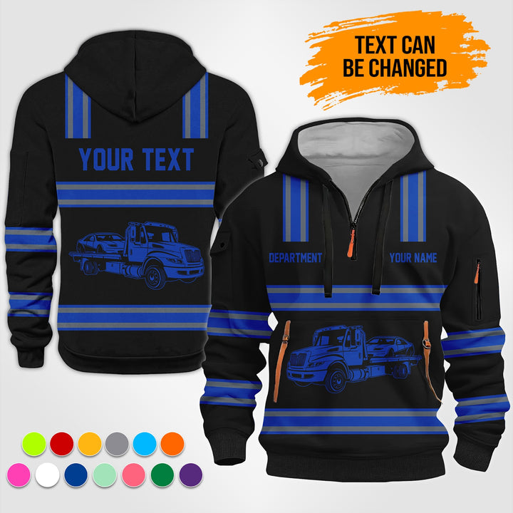 Personalized Name Tow Truck 3D Printed Quarter Zip Hoodie TZ926