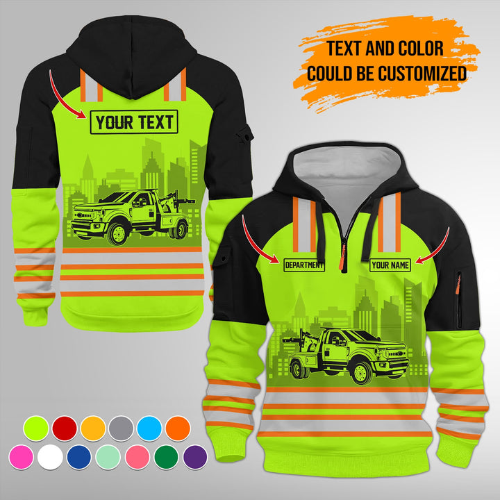 Personalized Name Tow Truck 3D Printed Quarter Zip Hoodie FY348