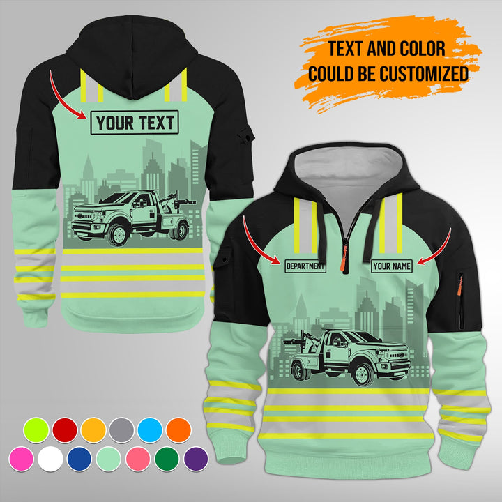 Personalized Name Tow Truck 3D Printed Quarter Zip Hoodie FY348