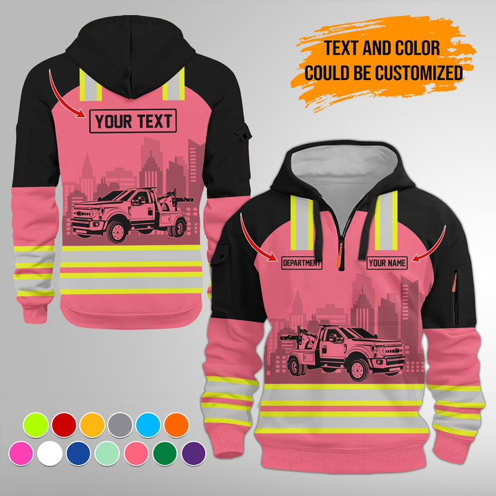 Personalized Name Tow Truck 3D Printed Quarter Zip Hoodie FY348