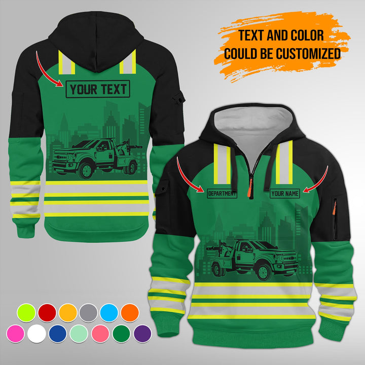 Personalized Name Tow Truck 3D Printed Quarter Zip Hoodie FY348