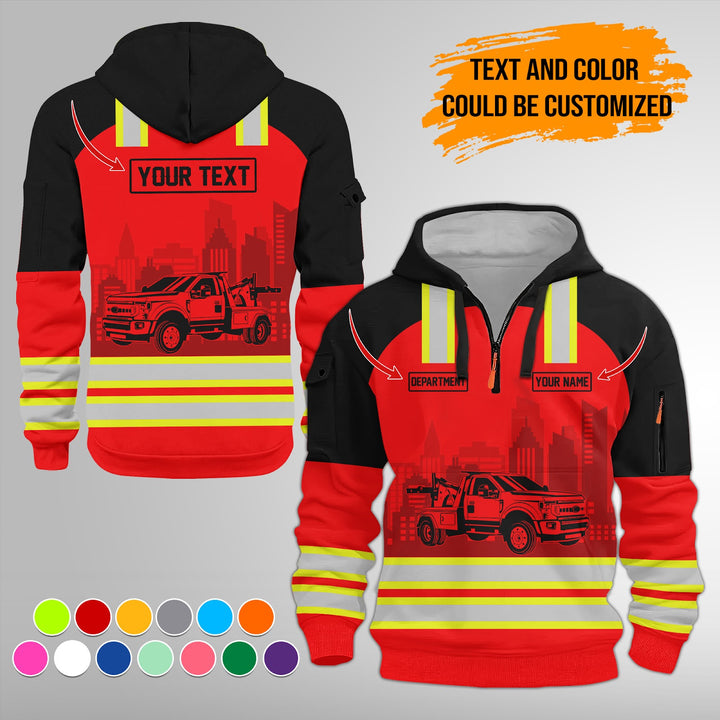 Personalized Name Tow Truck 3D Printed Quarter Zip Hoodie FY348