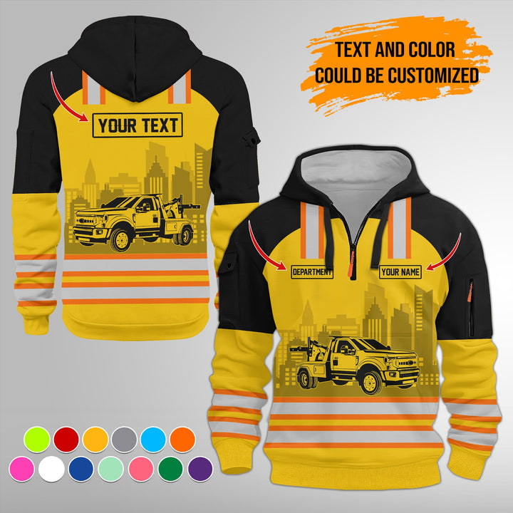 Personalized Name Tow Truck 3D Printed Quarter Zip Hoodie FY348
