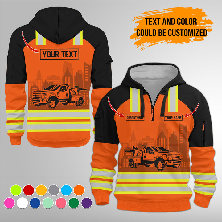 Personalized Name Tow Truck 3D Printed Quarter Zip Hoodie FY348