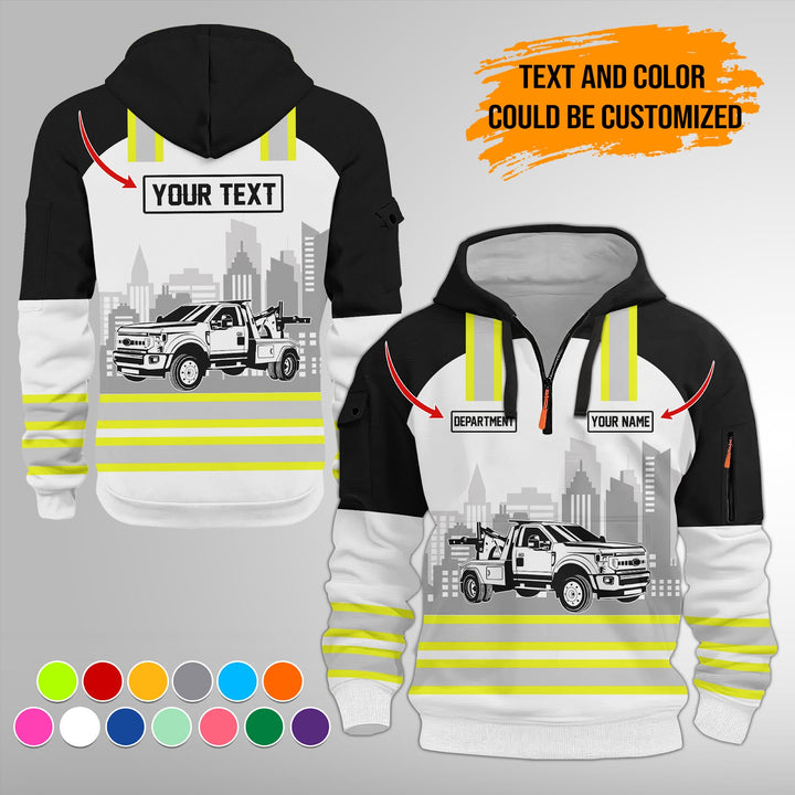 Personalized Name Tow Truck 3D Printed Quarter Zip Hoodie FY348