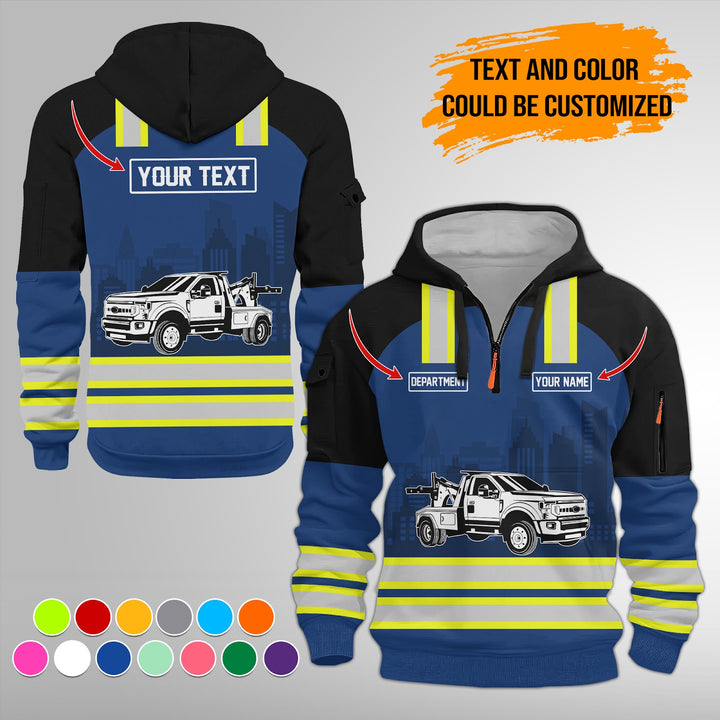 Personalized Name Tow Truck 3D Printed Quarter Zip Hoodie FY348