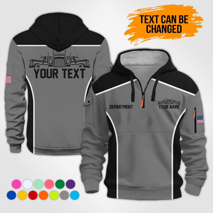 Personalized Name Semi Truck 3D Printed Quarter Zip Hoodie KS891