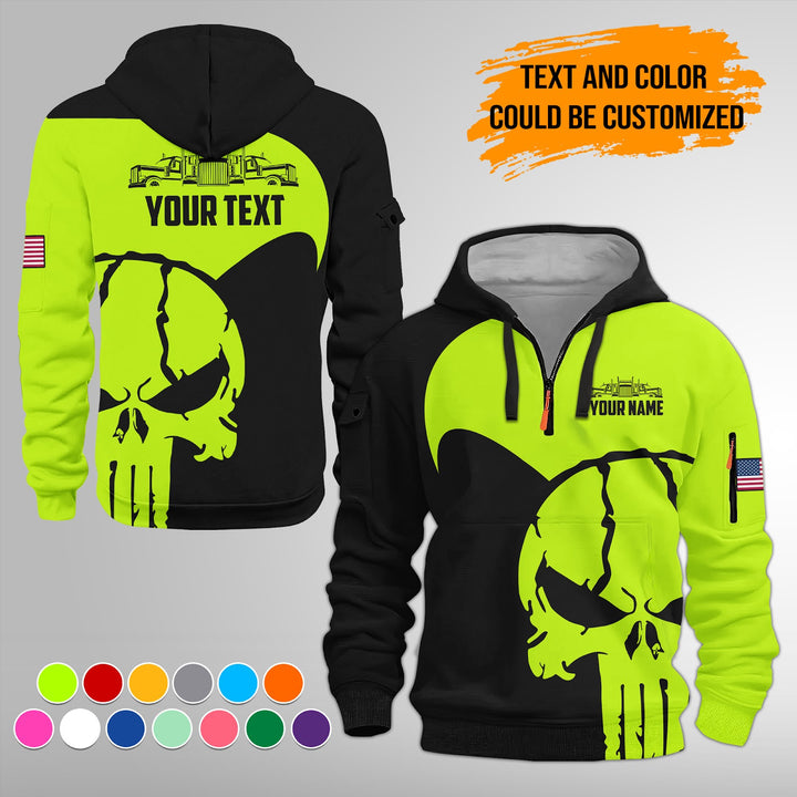 Personalized Name Semi Truck 3D Printed Quarter Zip Hoodie FY391