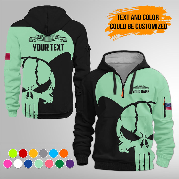 Personalized Name Semi Truck 3D Printed Quarter Zip Hoodie FY391