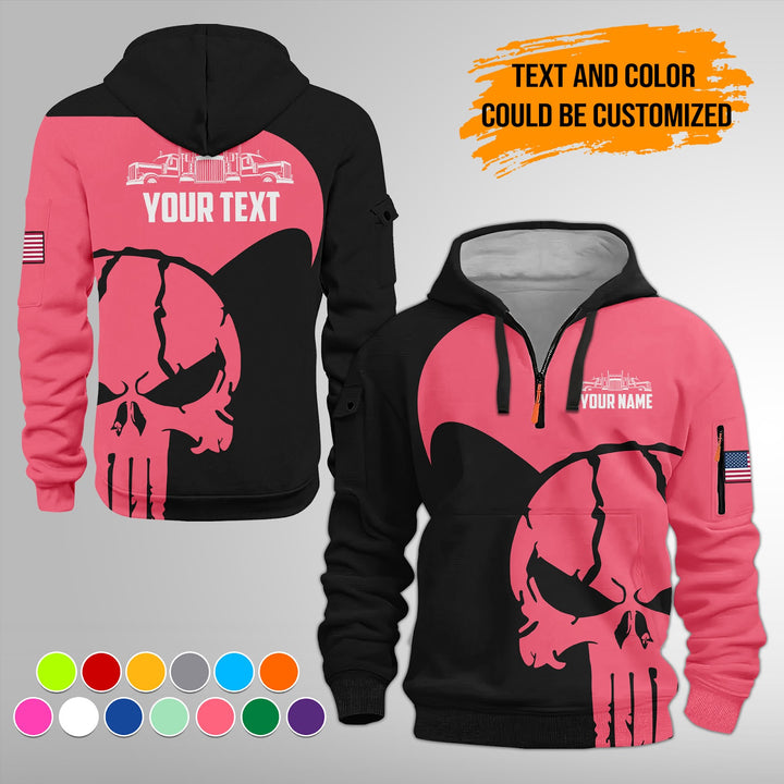 Personalized Name Semi Truck 3D Printed Quarter Zip Hoodie FY391