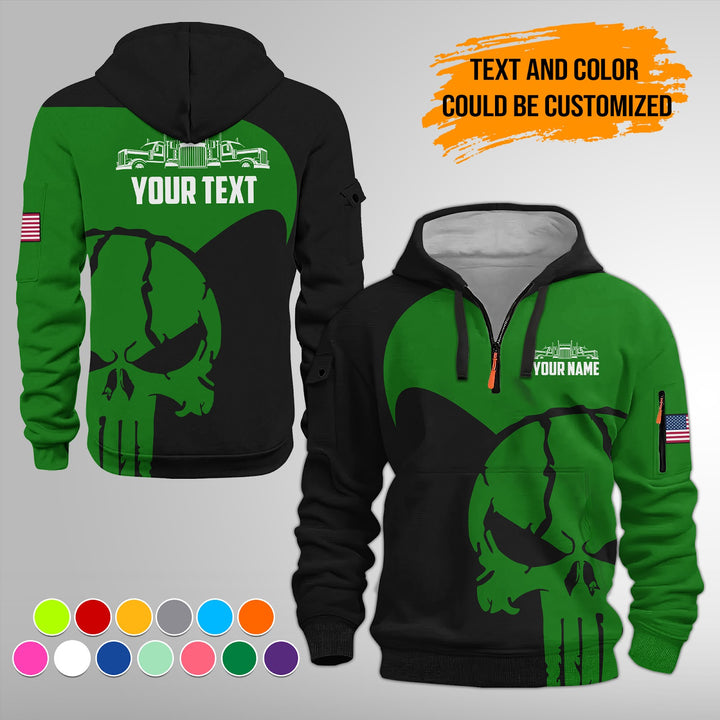 Personalized Name Semi Truck 3D Printed Quarter Zip Hoodie FY391