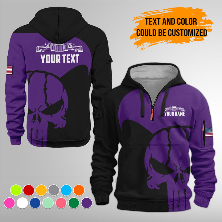 Personalized Name Semi Truck 3D Printed Quarter Zip Hoodie FY391
