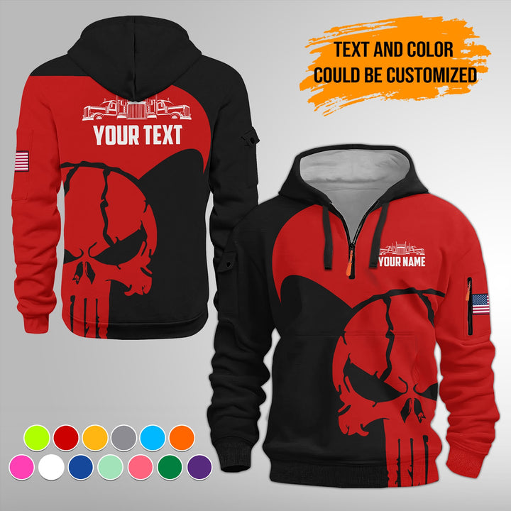Personalized Name Semi Truck 3D Printed Quarter Zip Hoodie FY391