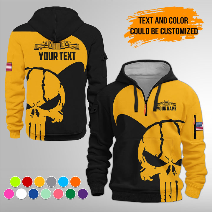 Personalized Name Semi Truck 3D Printed Quarter Zip Hoodie FY391