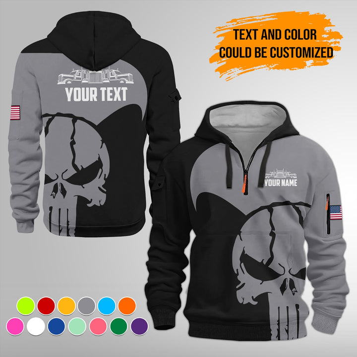 Personalized Name Semi Truck 3D Printed Quarter Zip Hoodie FY391