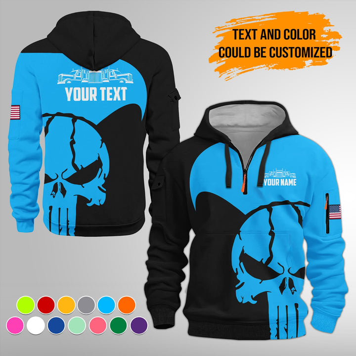 Personalized Name Semi Truck 3D Printed Quarter Zip Hoodie FY391
