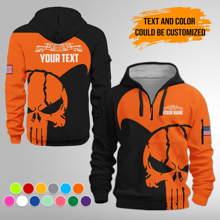 Personalized Name Semi Truck 3D Printed Quarter Zip Hoodie FY391