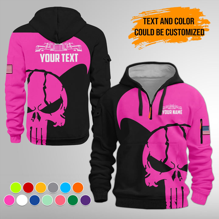 Personalized Name Semi Truck 3D Printed Quarter Zip Hoodie FY391