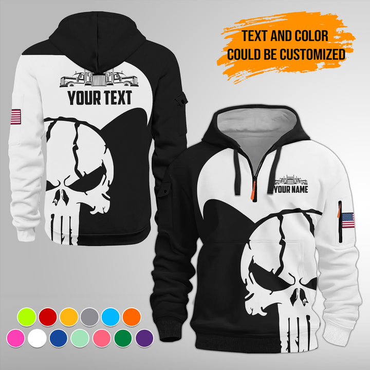 Personalized Name Semi Truck 3D Printed Quarter Zip Hoodie FY391