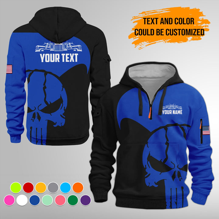 Personalized Name Semi Truck 3D Printed Quarter Zip Hoodie FY391