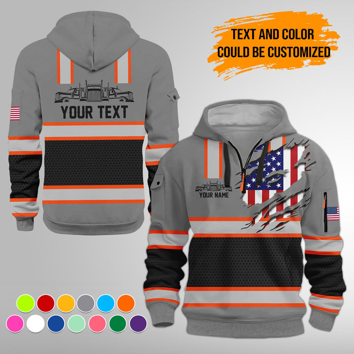Personalized Name Semi Truck 3D Printed Quarter Zip Hoodie FY394