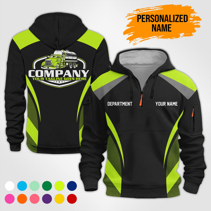 Personalized Name Tank Truck 3D Printed Quarter Zip Hoodie PU630