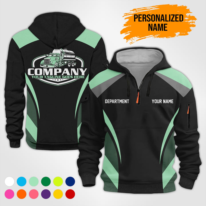 Personalized Name Tank Truck 3D Printed Quarter Zip Hoodie PU630