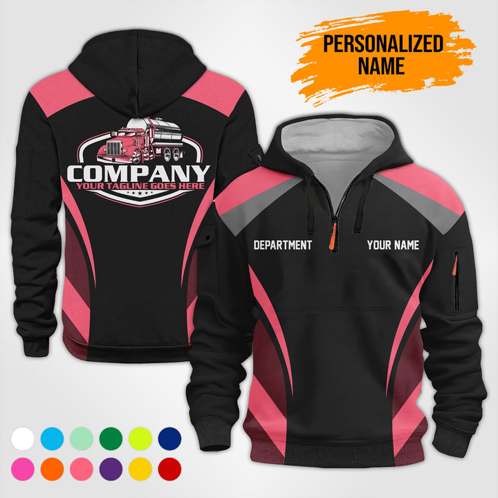 Personalized Name Tank Truck 3D Printed Quarter Zip Hoodie PU630