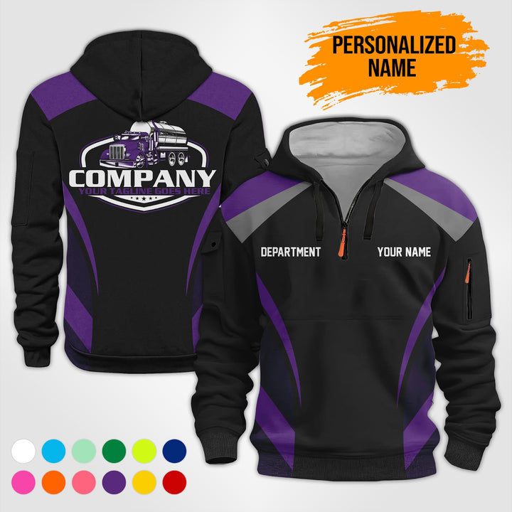 Personalized Name Tank Truck 3D Printed Quarter Zip Hoodie PU630