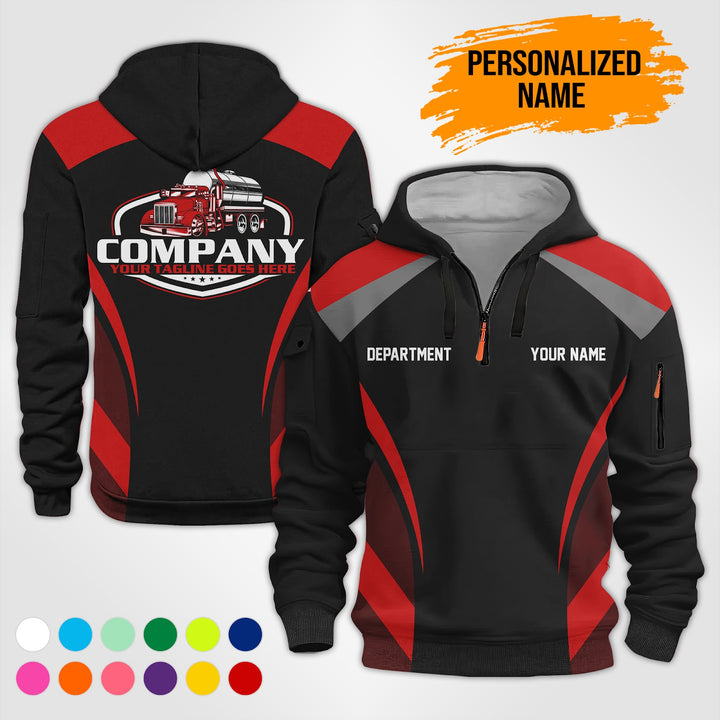 Personalized Name Tank Truck 3D Printed Quarter Zip Hoodie PU630