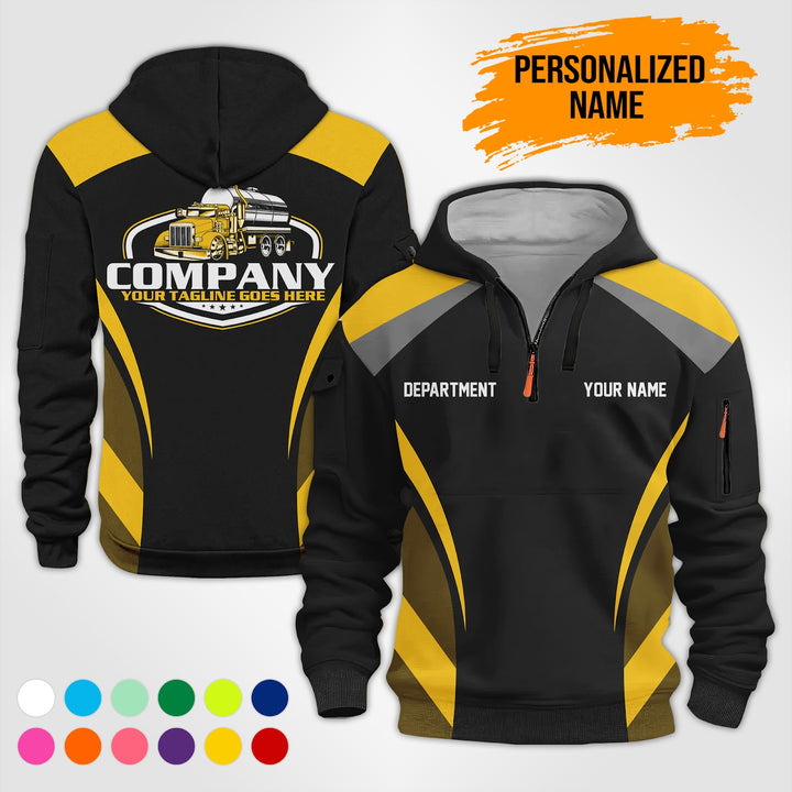 Personalized Name Tank Truck 3D Printed Quarter Zip Hoodie PU630