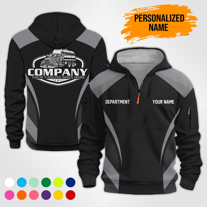 Personalized Name Tank Truck 3D Printed Quarter Zip Hoodie PU630